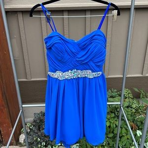 Strapless Blue Homecoming Dress